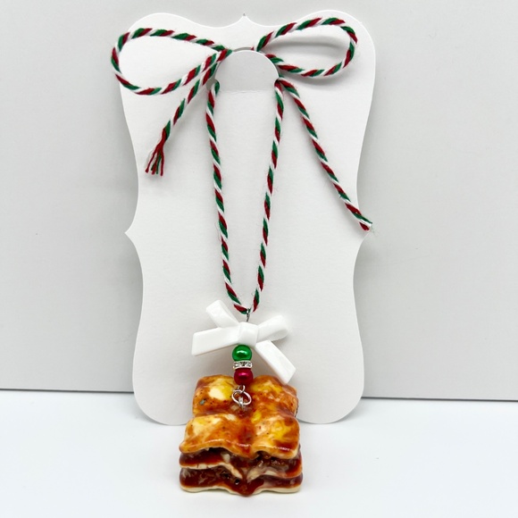 Lasagna Christmas Ornament – Handmade Clay Italian Food Christmas Tree Decor - Picture 3 of 16